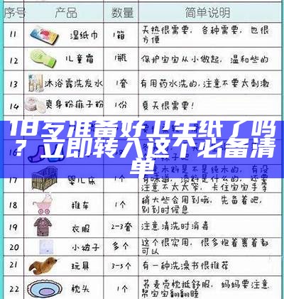 18岁准备好卫生纸了吗？立即转入这个必备清单