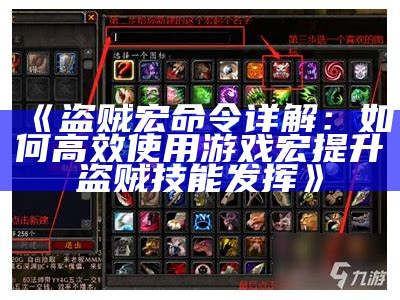 《盗贼宏命令详解：如何高效使用游戏宏提升盗贼技能发挥》