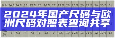 2024年国产尺码与欧洲尺码对照表查询共享