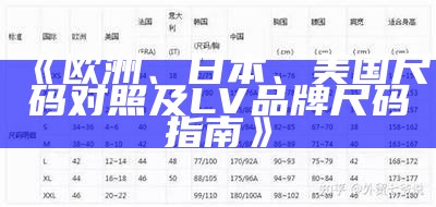 《欧洲、日本、美国尺码对照及LV品牌尺码指南》
